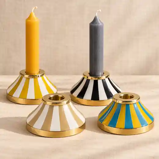 Principal catálogo: selección de colores del producto. - Candelabro a Rayas 10 cm