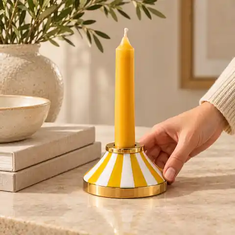 Referencia visual de escala. - Candelabro a Rayas 10 cm